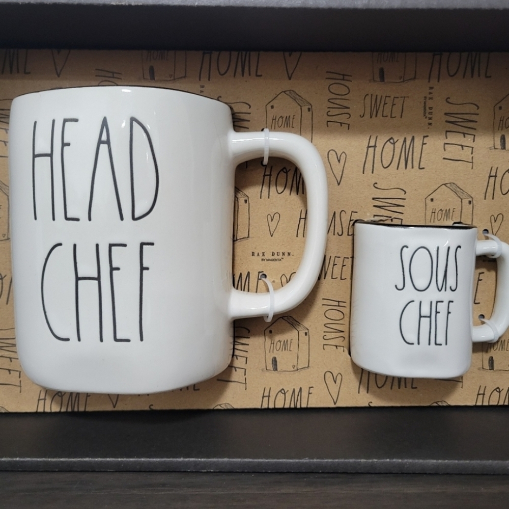 Rae Dunn White 'Head Chef' and 'Sous Chef' Mug Duo